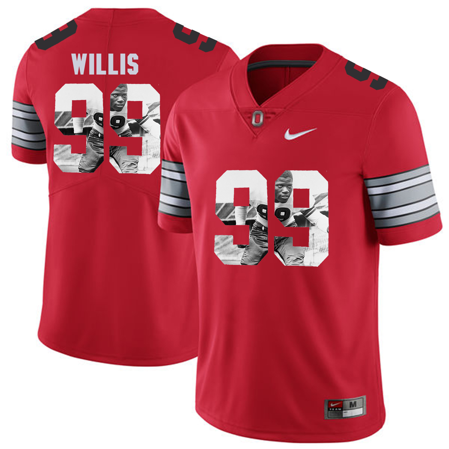 Men Ohio State #99 Willis Red Fashion Edition Customized NCAA Jerseys